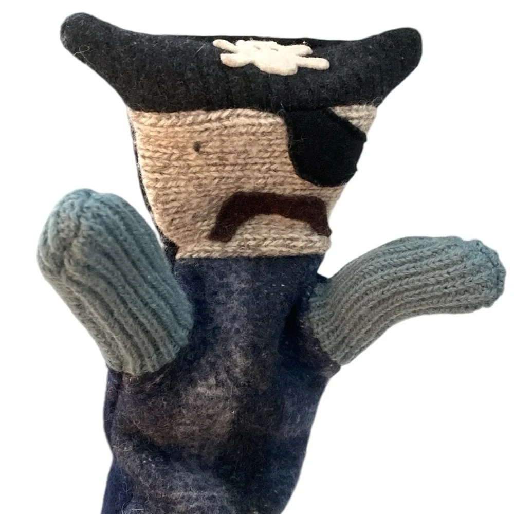 Cate & Levi Pirate Princess Handmade Upcycled Wool Animal Hand Puppets (2) - Picture 6 of 7